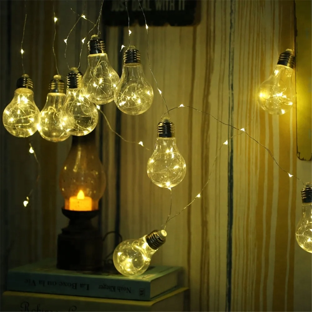 Solar Powered Outdoor Fairy 10 LED Edison Bulbs String Lights