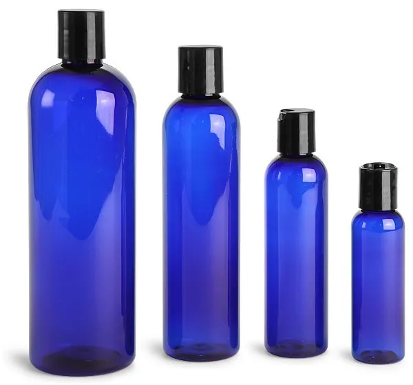 BPA free 4 oz Amber Pet Cosmo Rounds Plastic Bottles with dispensing oil cap
