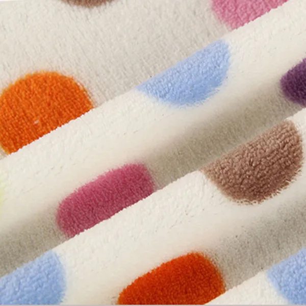 Polyester Color Spots Coral Fleece Fabric For Pajamas And Cloth Soft