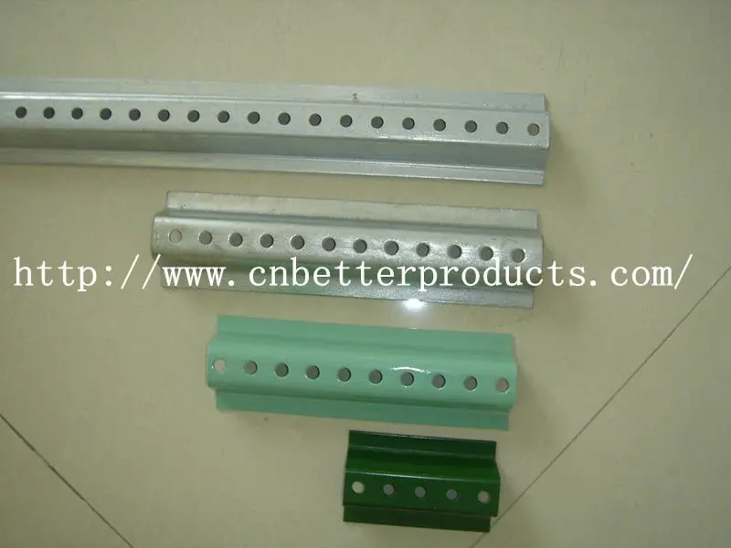 8 Foot Perforated Green painted U-channel Sign Post | U shape fence posts