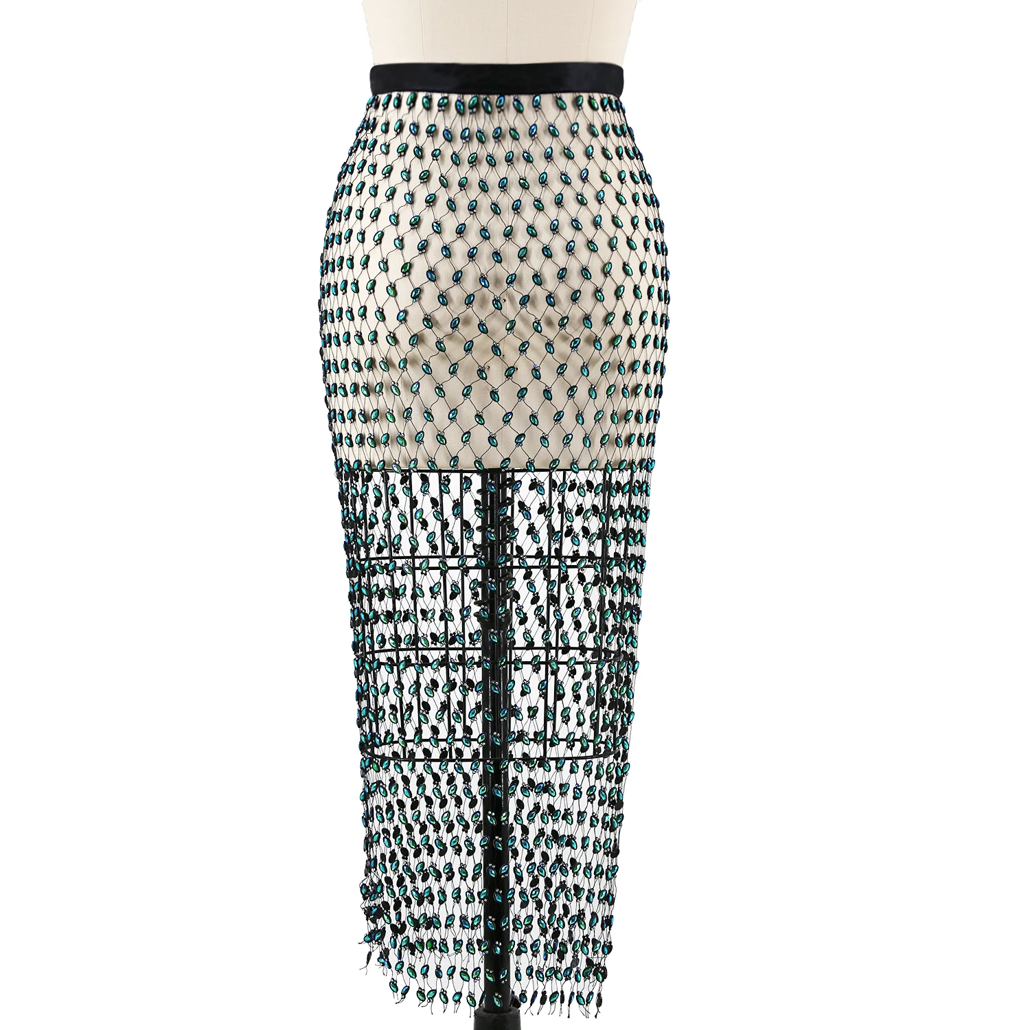 Crystal Diamond Sexy Mesh Long Skirt Women - Buy Sexy Long Skirt,Fish ...