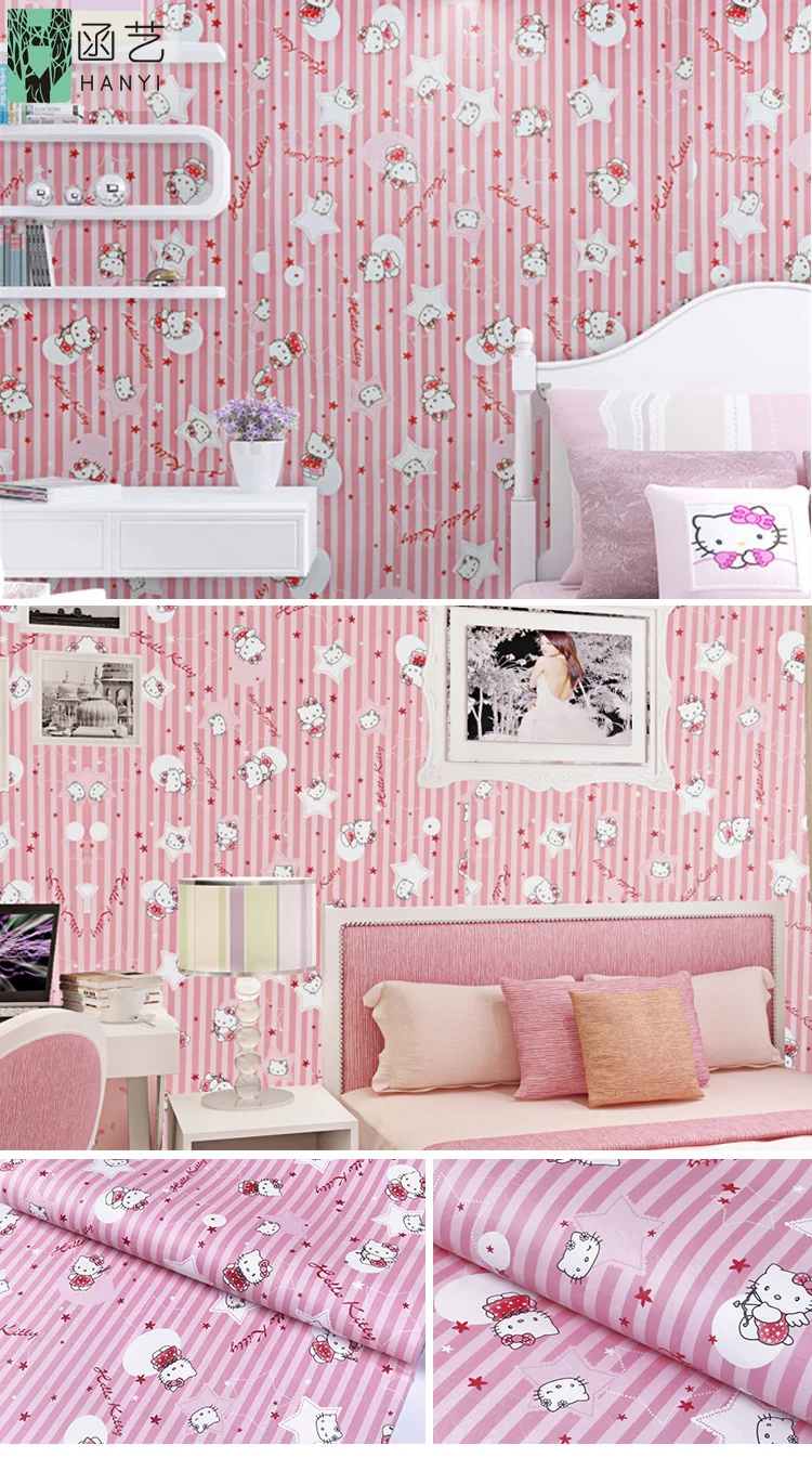 Non Toxic Baby Room Pink Cartoons Wallpaper Hello Kitty Buy Wallpaper Hello Kitty Cartoons Wallpaper Room Wallpaper Product On Alibaba Com