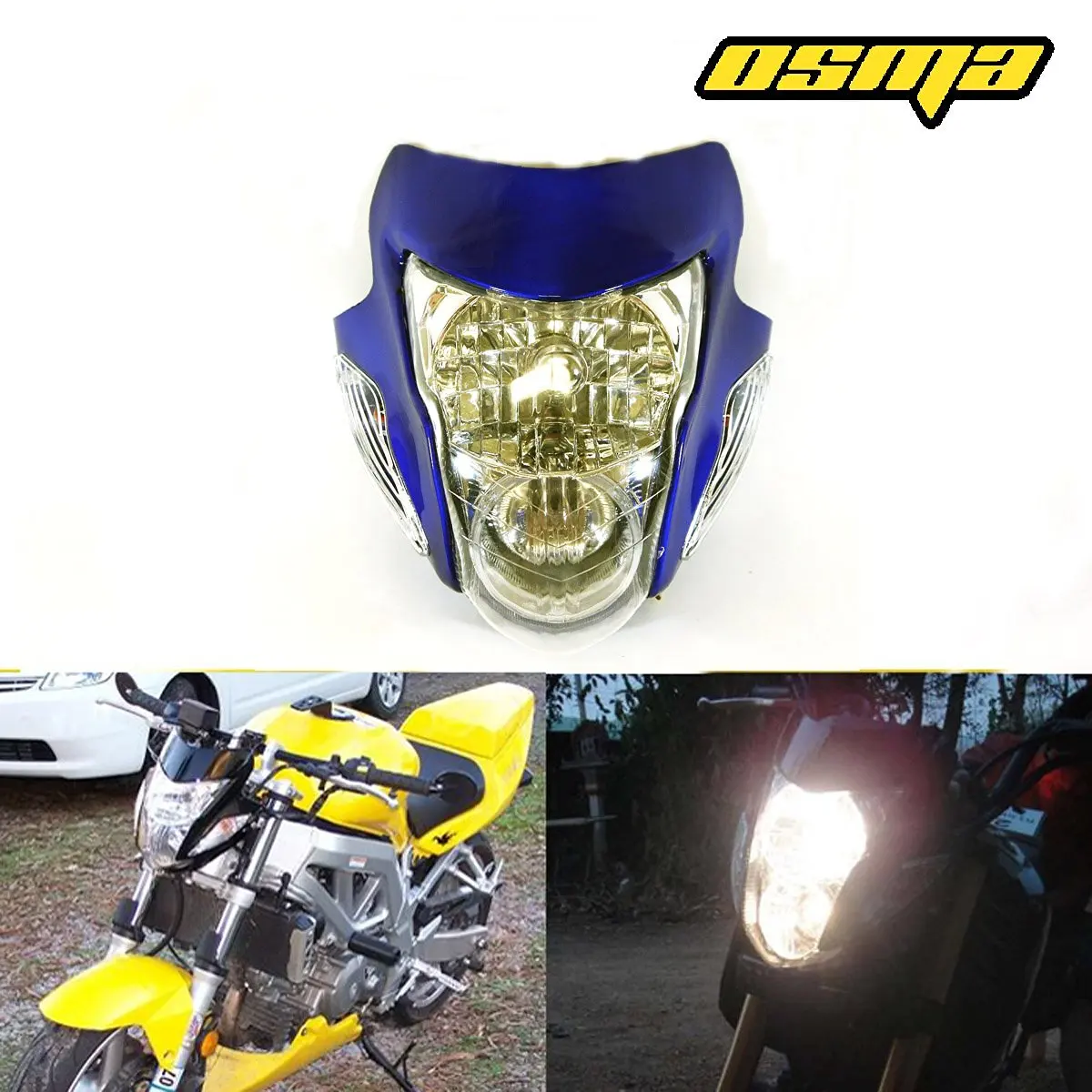 Buy Universal Streetfighter Street Fighter Blue Headlight Head Lamp W Side Indicators Honda Suzuki Yamaha Kawasaki Ktm Victory Triumph In Cheap Price On Alibaba Com