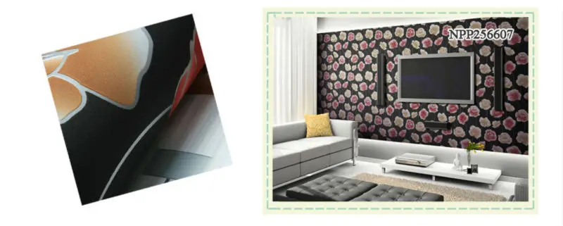 Modern Floral Design European Style Flocking Wall Paper TV Background Wallpaper