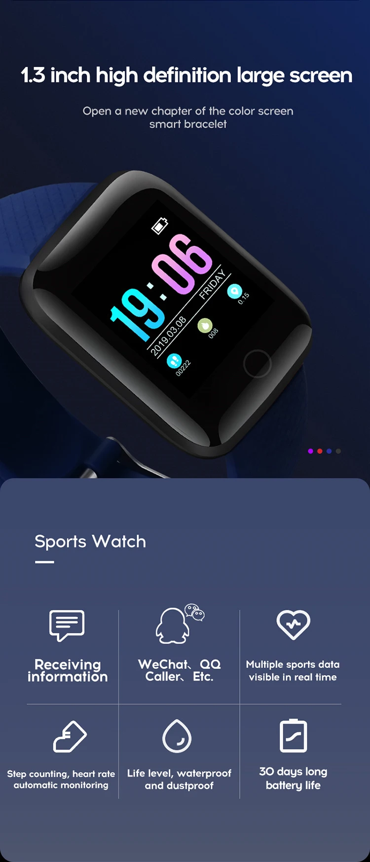 Cheap Women Men Smart Bracelet Blood Pressure Waterproof Fitness