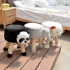 Solid wood foot soft bench fashion soft plush dressing pet animal wooden stool cover wooden stool for kids room Furniture