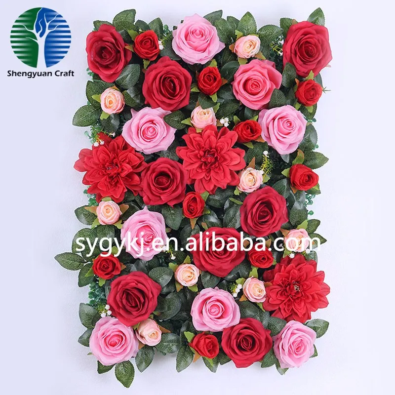Colorful Artificial Silk Flower Plastic Grid Flower Wall Panel For Interior Decoration Buy