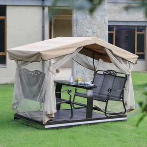 Alu Mesh 4 Seater Garden Glider Swing Chair With Canopy