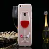 Moving Liquid Beer 3D Red Wine Cup Case For iPhone 6, Vodka Alcohol Bottle Cocktail Transparent TPU Case For iPhone 6/ 6 Plus