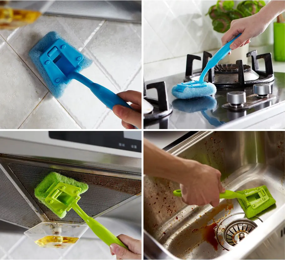 Plastic Soft Sponge Kitchen Scouring Pad With Handle Buy Scouring Pad