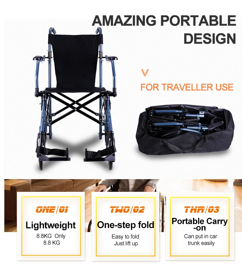 Folding Lightweight Travel Wheelchair For Elderly - Buy Travel ...