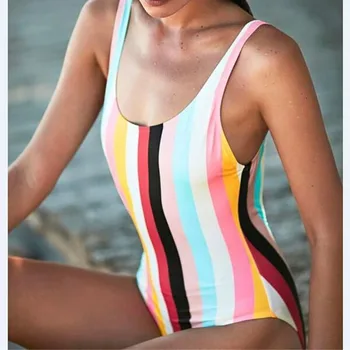 multicolor striped swimsuit