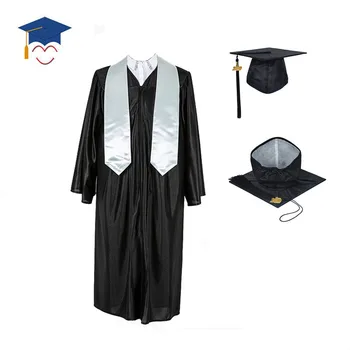 Wholesale Shiny Black Graduation Gowns And Caps Stole - Buy Wholesale ...