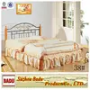 black antique metal full bed frame with pine wood legs B-38