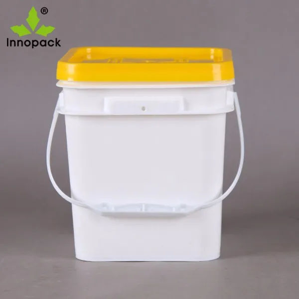 10l White Square Plastic Paint Pails 10 Litres Square Buckets With Lid