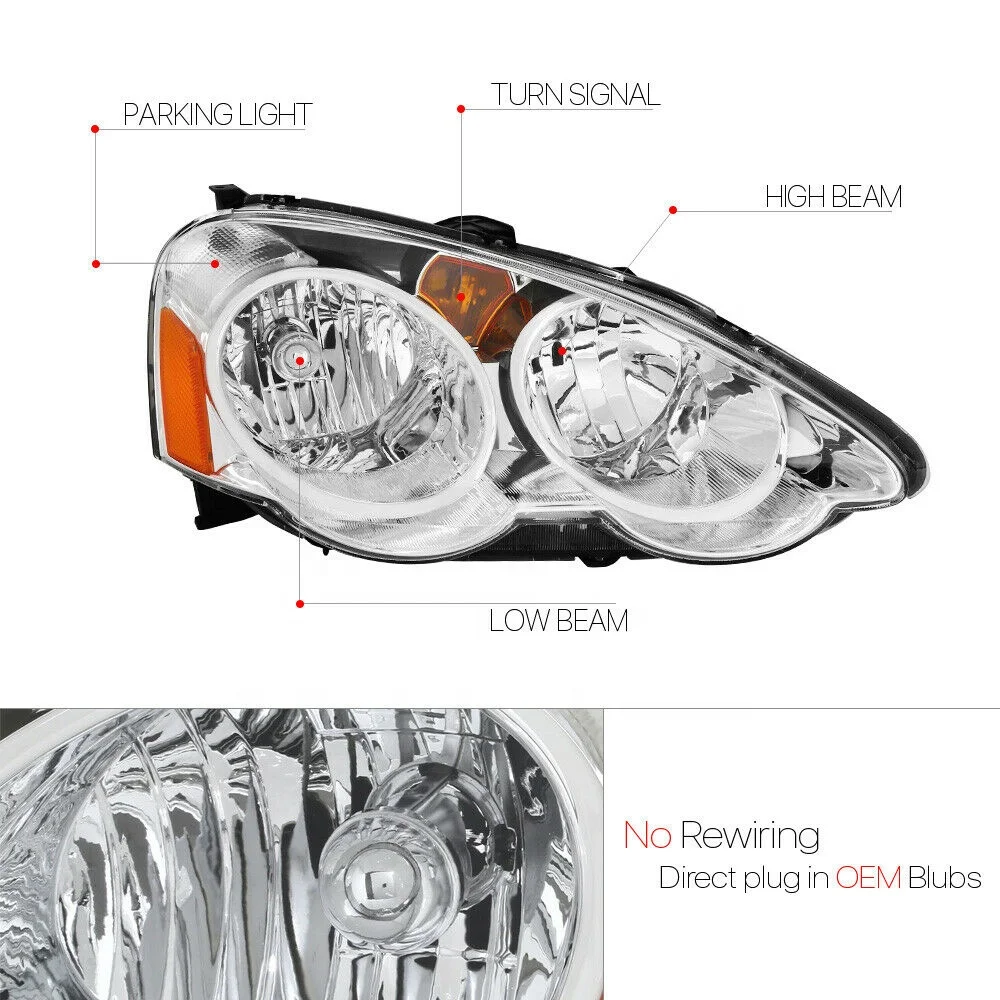 Apply To Replacement Headlight Headlamp For Acura Rsx 2002 2003 204