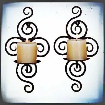 Antique Wall Mounted Wrought Iron Votive Candle Holder Antique Wall Mounted Wrought Iron Votive Candle Holder