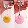 Yongze wholesale 5cm smiley face pompon keychain fuzzy keychain Yongze cherry pu leaf fakel rabbit fur ball of fur for cellphone