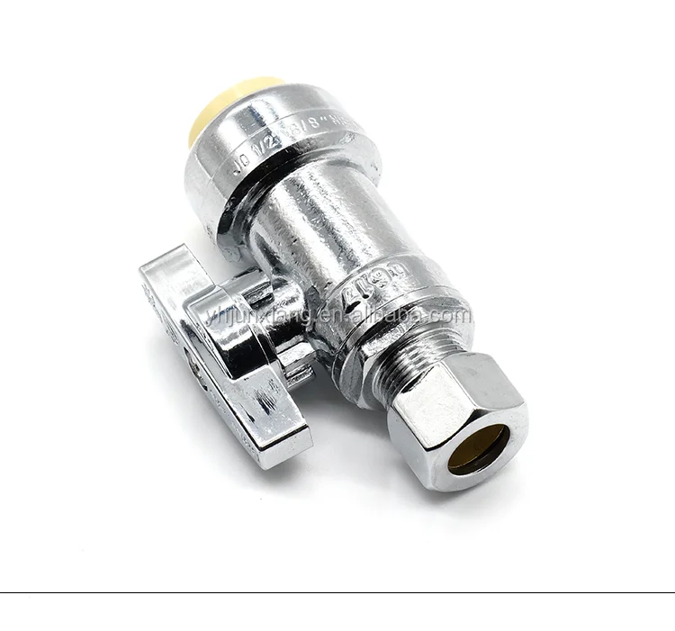 1/2" Push Fit X 3/8" Od Compr Straight Stop Valves 1/4 Turn Leadfree