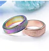 Fashion jewelry 2018 rose gold wedding rainbow frosted rotatable titanium ring
