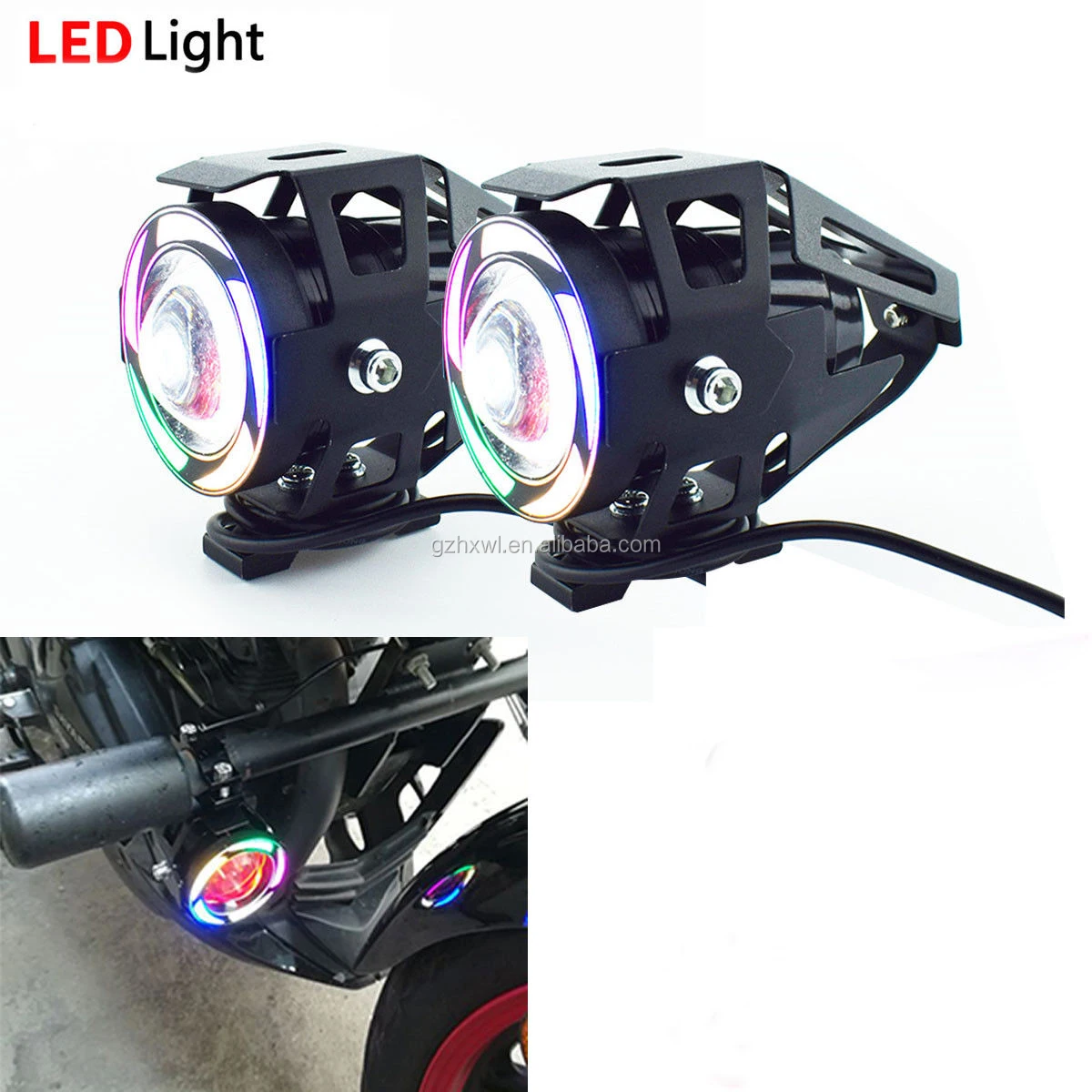 U7 Motorcycle led lighting system Led Projector Light Colourful Spotlights Devil Eyes 12V 3200LM 6500K 10W Led Work Light