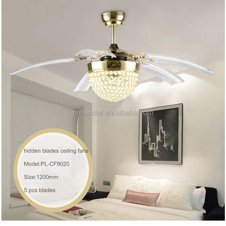 Hidden Ceiling Fan ceiling fan hidden blades transparent crystal 5 blades golden Hidden Ceiling Fan ceiling fan hidden blades transparent crystal 5 blades golden