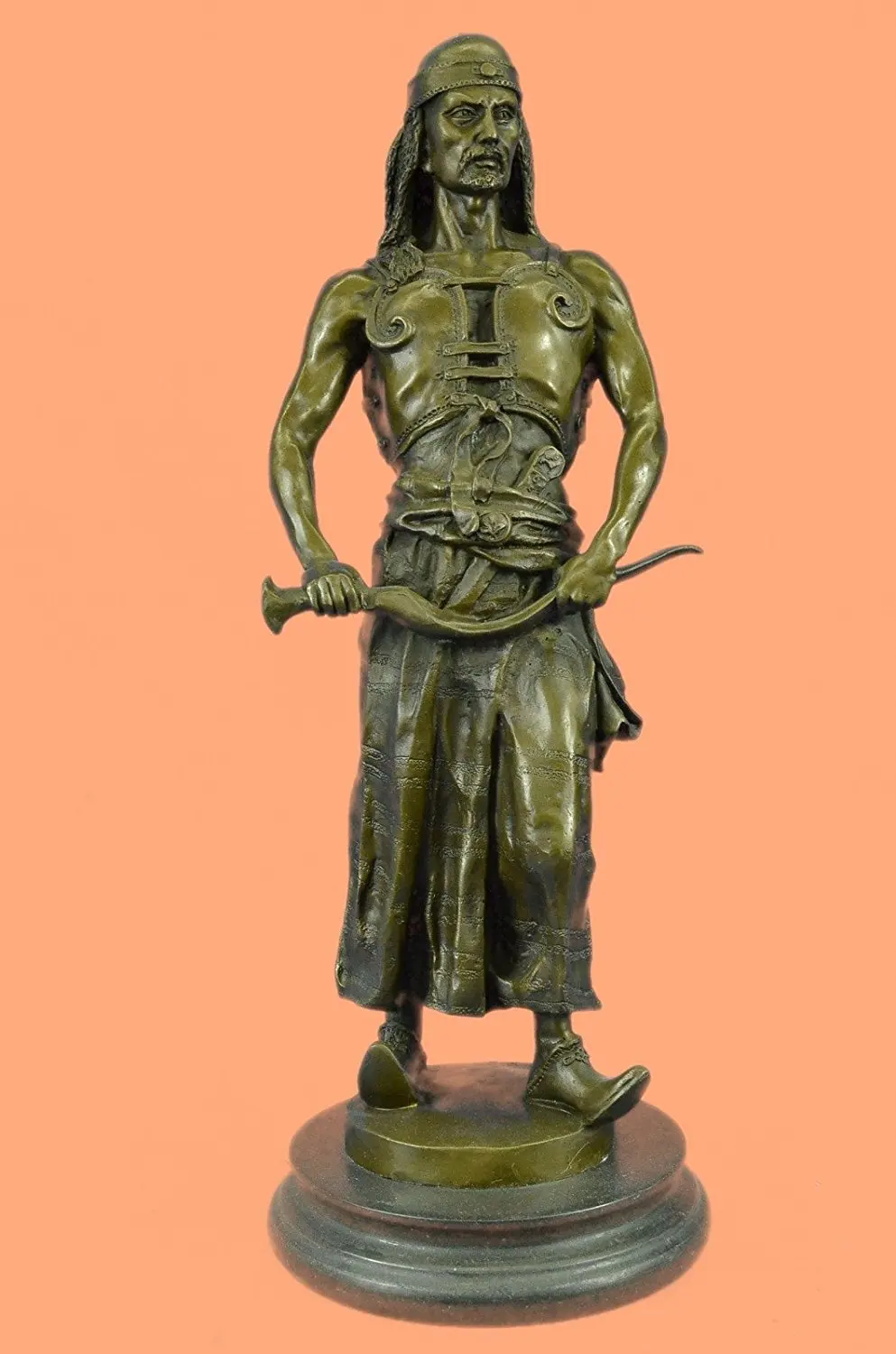 ...Handmade...European Bronze Sculpture Signed Goudray L'Emir Nomadic Arab Middle Eastern Chief Sword (1X-STE-269) Bronze Sculpture Statues Figurine Nude Office & Home Décor Collectibles Sale Deal Gi