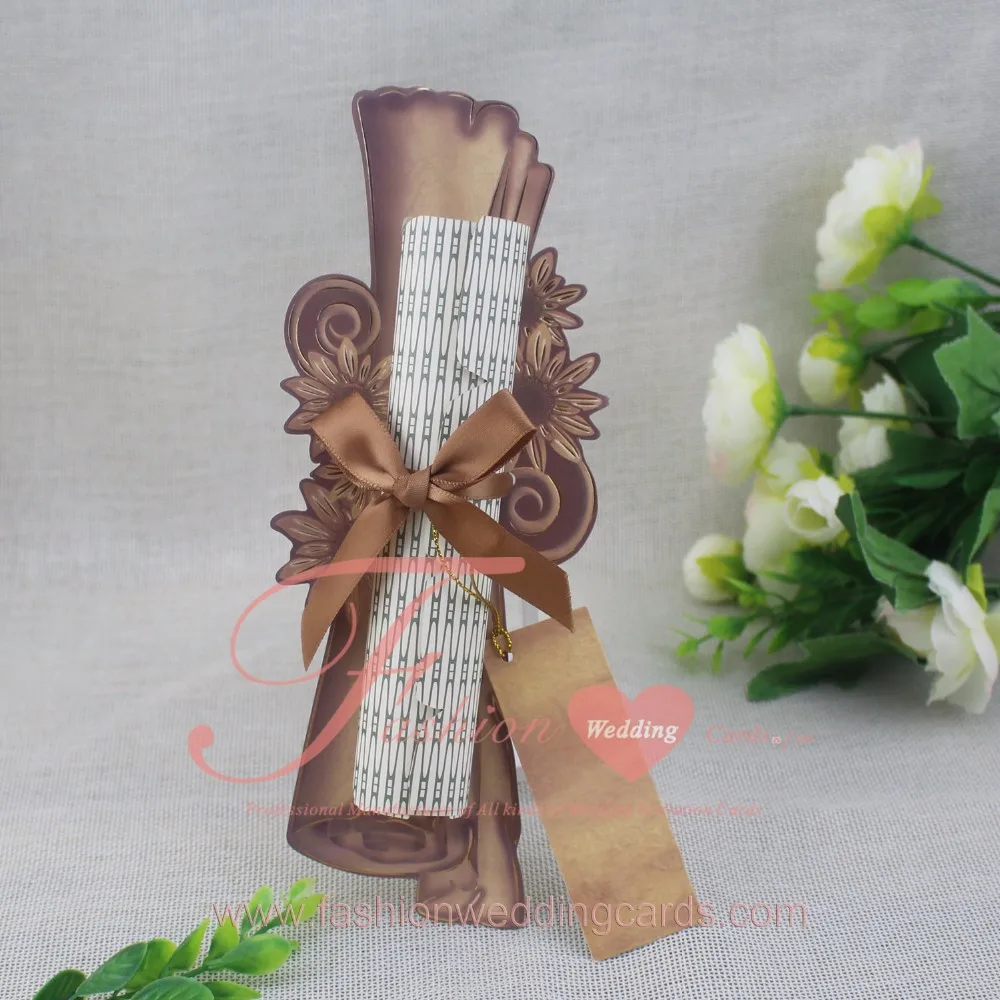 Unique Fancy Coffee Scroll Invitation Wedding Card View Scroll Wedding Invitations Cards Fashion Cards Product Details From Guangzhou Fashion Cards Paper Products Co Ltd On Alibaba Com