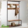 Rustic tiers wood functional cloth display,shabby chic cloth stand,hanging hat holder with hooks,custom tabletop cloth rack
