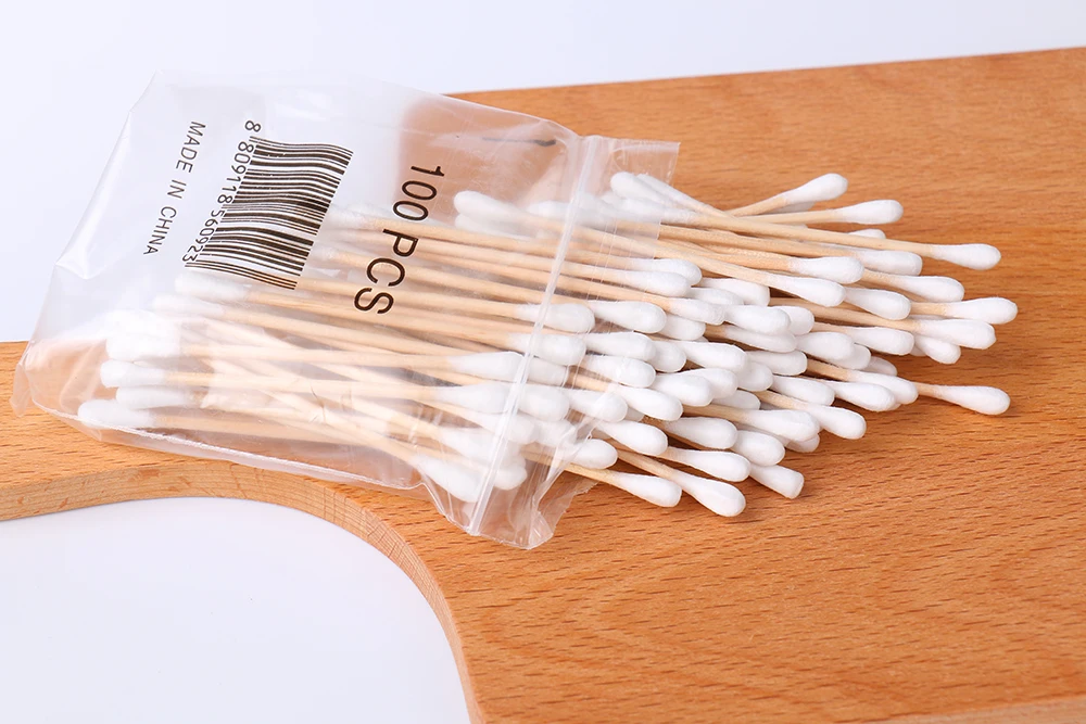 Natural Material Made 100pcs Wood Stick Earbuds Cotton Swabs Ear Swab ...