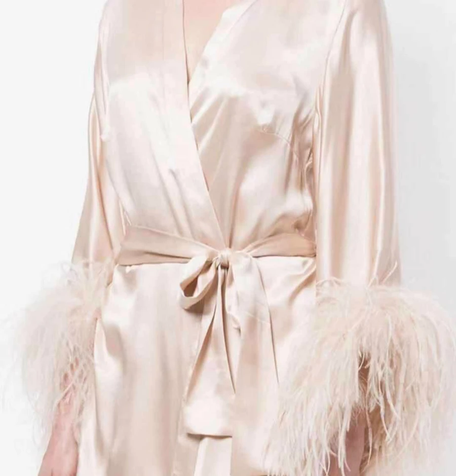 

Bride and bridesmaid feather robe for wedding party, Customized color