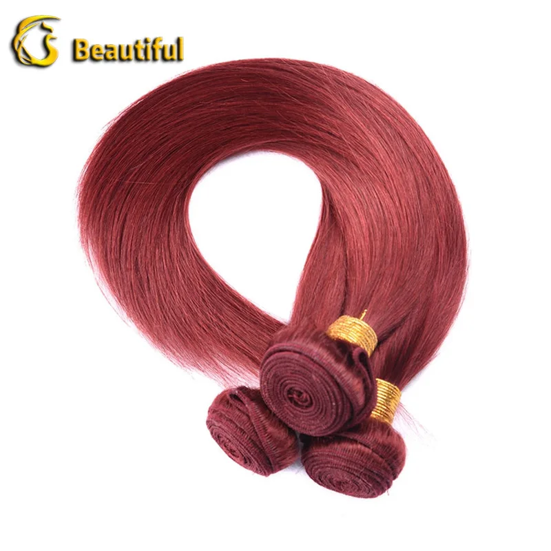 12 Inch 3 Bundles Red Brazilian Weaving Remy Hair Extensions With