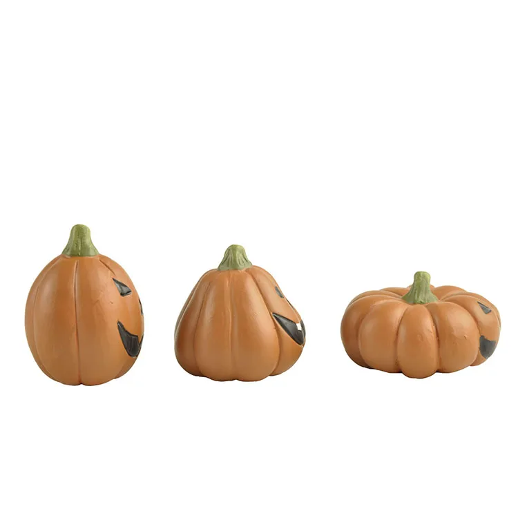 Newest Product Hot Selling S/3 Tall & Short kawaii Pumpkin Halloween Fall Decor figurines