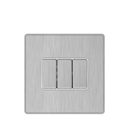 CN range stainless steel finish 10 A british standard 3gang uk wall switch