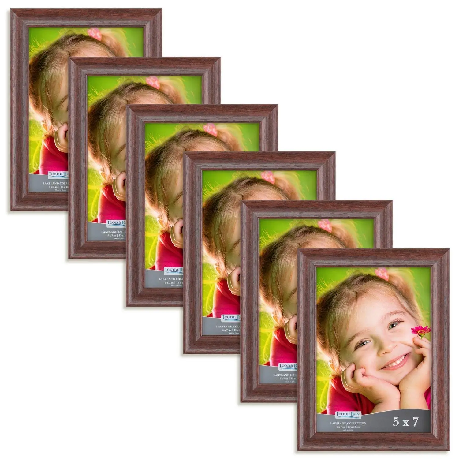 Buy Icona Bay 5x7 Picture Frames 5x7 (6 Pack, Teak Wood Finish), Frames