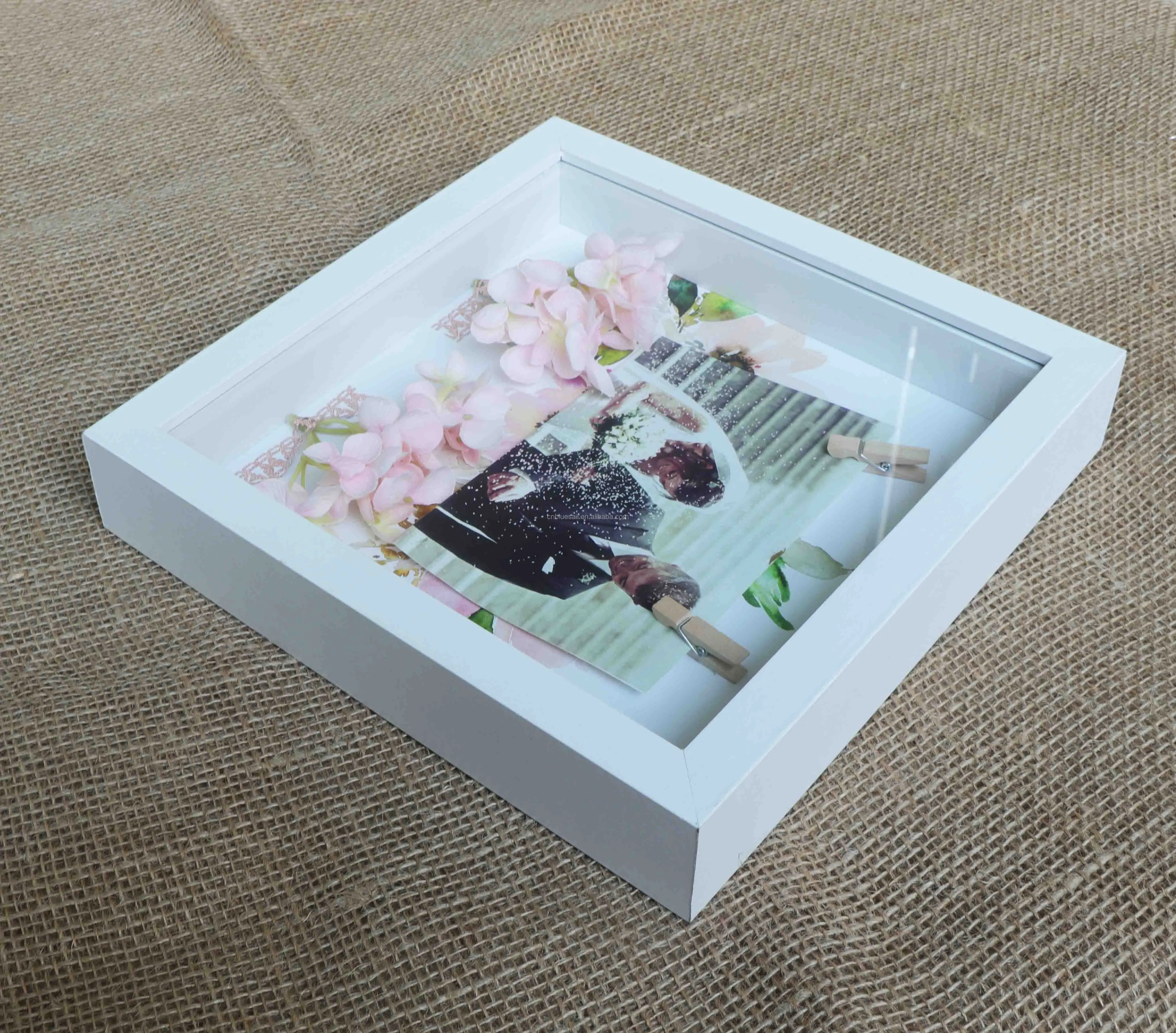 Wedding Photo Frame,Shadow Box Picture Frame,9x9" White Photo Frame