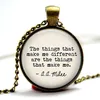 the Pooh Quote "The things that make me different are the things that make me" Glass Photo Cabochon Necklace