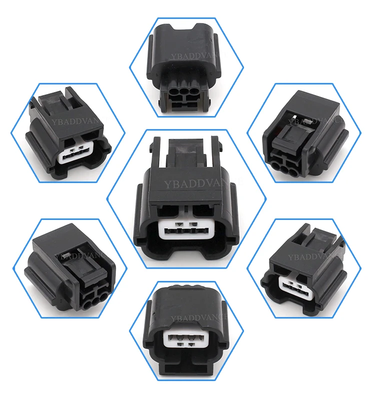 7283885230 3 Pin Female Wire Pigtail Connector Black Color For Auto