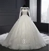 2019 Spring New Luxury Lace Long Sleeve Skinny Temperament Wedding Dress FLOWERS Bridal Ball Gown