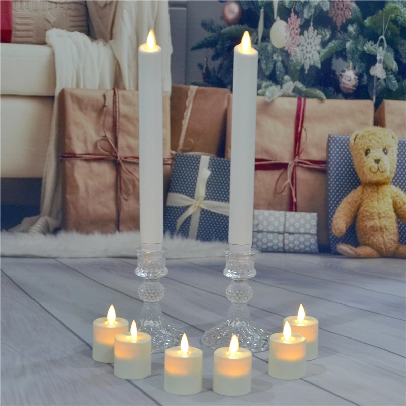 Battery Operated 15 Inch Moving Flame White Led Taper Candles Buy