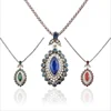 Popular diamond shape multi-cut gem necklace luxurious retro setting diamond joker long silver necklace women