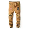 R58020 Hot Sale New Style Khaki Color Skinny Split Men's Jeans Cheap stretch denim pants