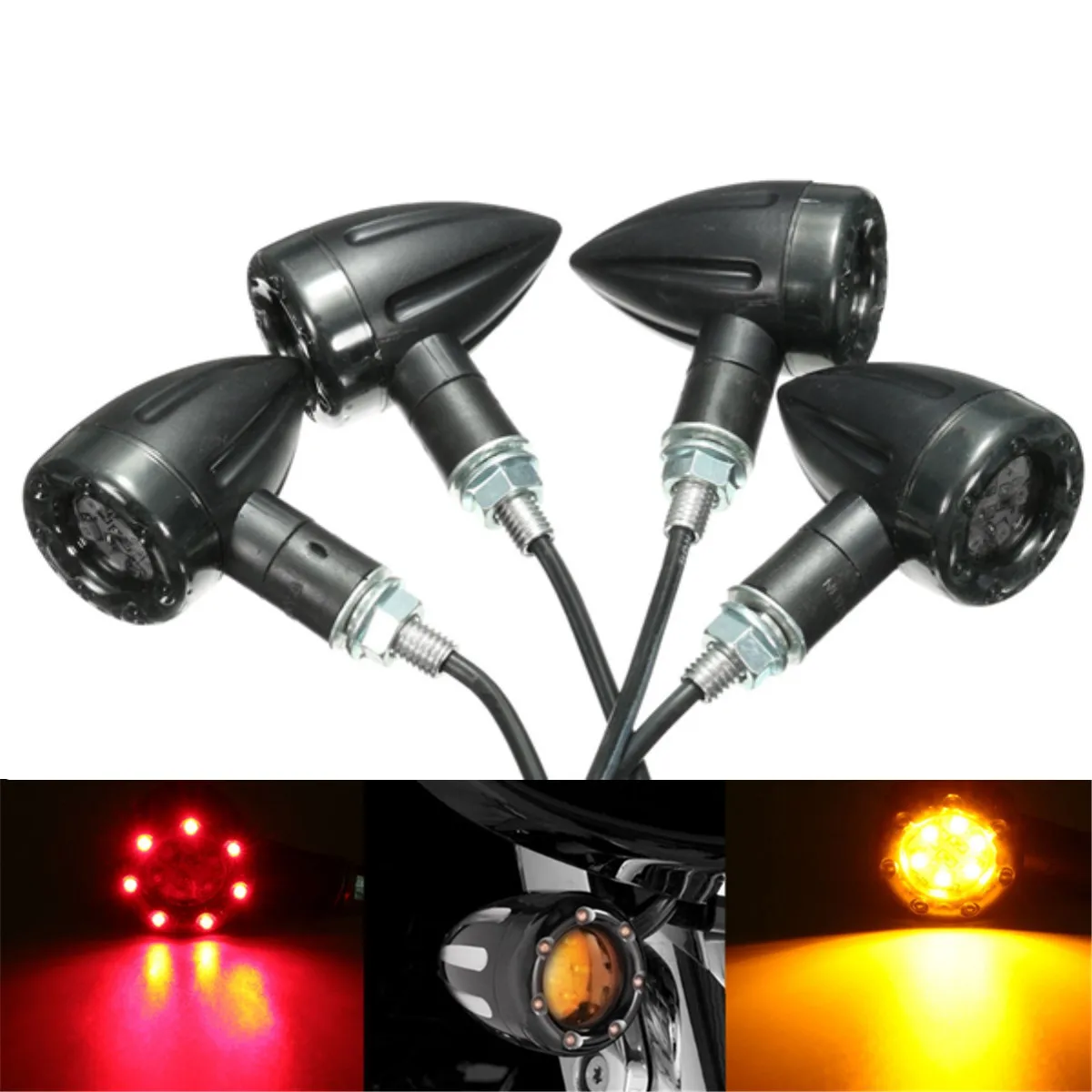 4pcs Universal Motorcycle Led Turn Signal Indicators Light