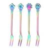 Luxury Cutlery Upscale Dinnerware Flatware Stainless Steel Flower creative fruit fork