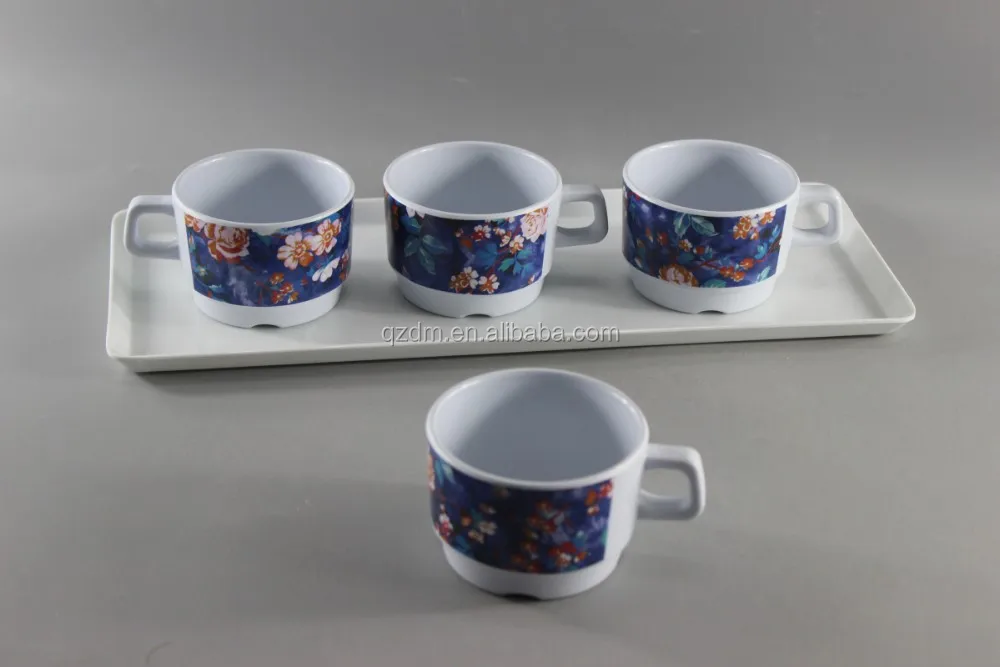 Melamine Tea Time Dinnerware/ Tray And Tea Cup Set