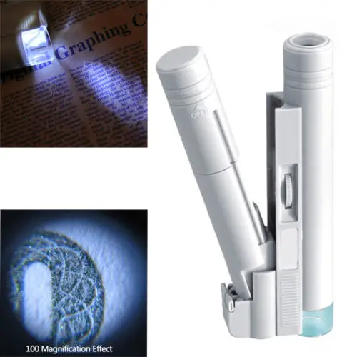 Handheld Portable 100x Zoom Dual Tube mit LED Licht Mikroskop Lupe Lupen