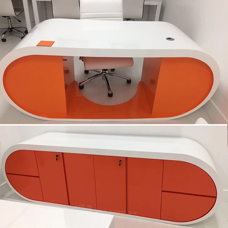 Modern Acrylic L Shaped Office Executive Ceo Writing Desk Home Computer Table