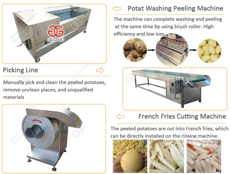 Commercial Used Stainless Steel 304 Small Scale Frozen French Fries Making Machine Potato Chips Production Line