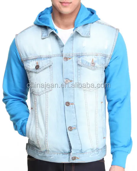 2015 Denim Hoody Ceketler Erkek Mavi Kot Kapüşonlu Ceket Jxw814