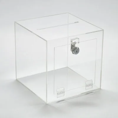 Custom Clear Acrylic Lucky Draw Box Lucite Donation Boxes With Lock ...